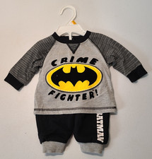 Batman Crime Fighters Baby Boys 0-3 Months Outfit with Snap Shirt Pants