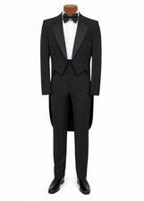 Christian Dior Men's Black Tuxedo Tailcoat Size 41XL 6-Button Satin Notch Lapels