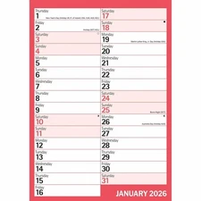 Carousel Worldwide, Red & Black Monthly Engagement Portrait 2026 A4 Wall Calenda