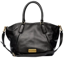 🌞MARC JACOBS NEW Q FRAN BLACK ITALIAN LEATHER LARGE SHOULDER TOTE BAG🌺NWT!