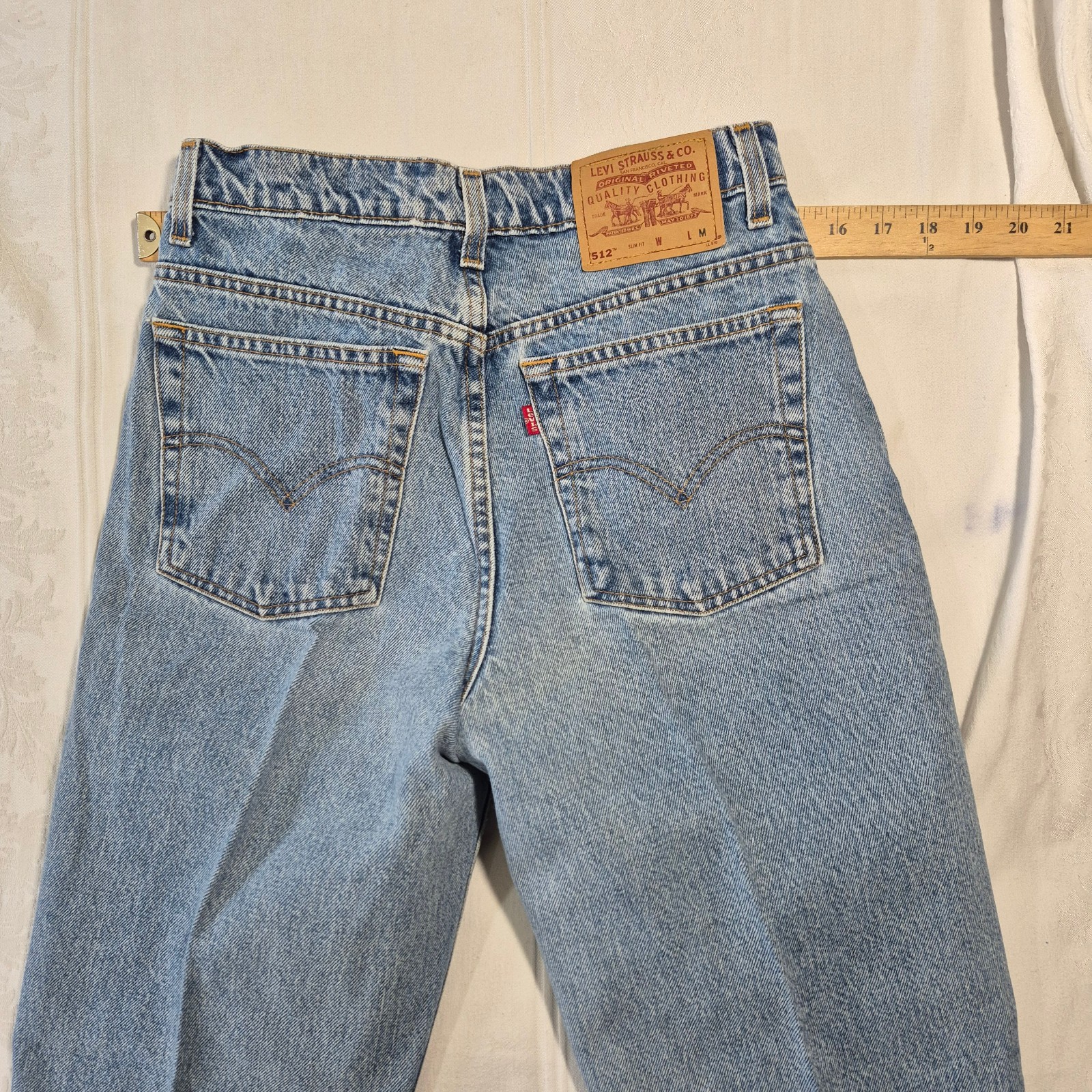 VTG LEVIS 512 JEANS SLIM FIT TAPERED LEG BLUE 28x30 SIZE 8 MADE IN MEXICO thumbnail 11