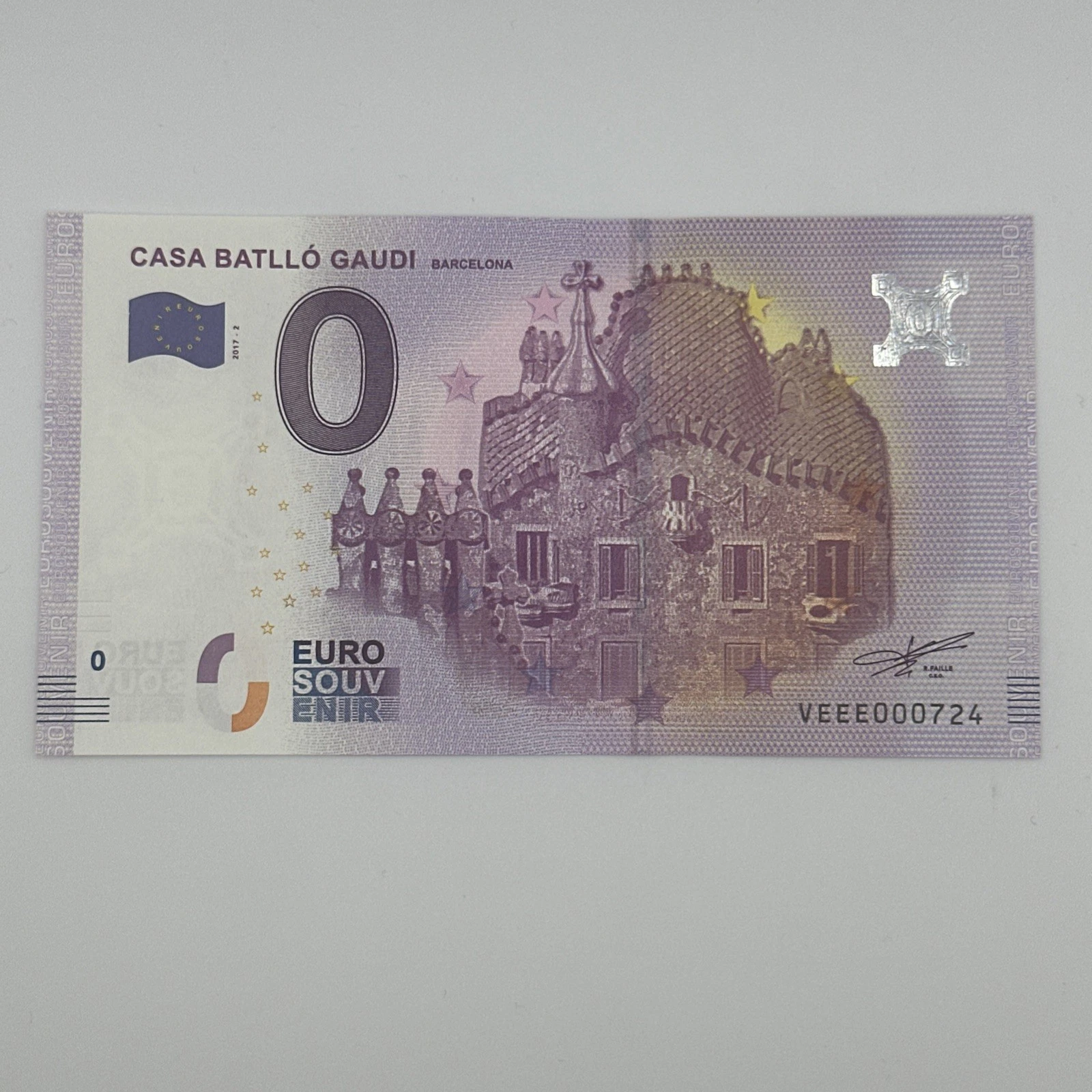 Billet Zéro 0 € Euro Touristique / Souvenir 2017-2
