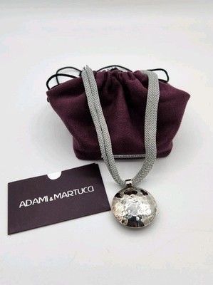 Adami & Martucci Signed 925 Dome And Mesh Necklace W/ Pouch And Cards