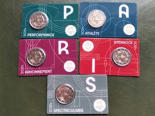 France lot 5 monnaies 2 eurod 2024 JO De Paris
