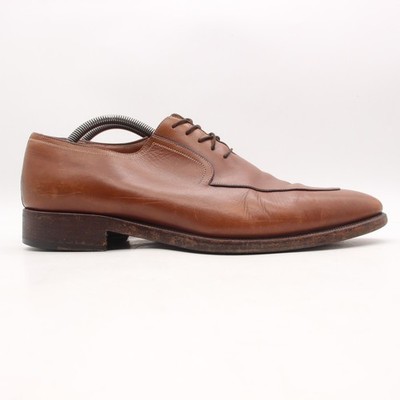 A. testoni Brown Leather Men's Size 10 M Apron Toe Lace Up Dress Shoes ITALY