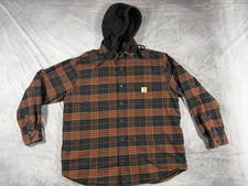 Carhartt Rugged Flex Flannel Shirt Mens XL Brown Plaid Snap Button Workwear