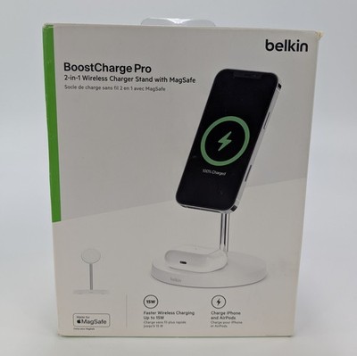 Belkin BoostCharge Pro 2-in-1 MagSafe Wireless Charging Stand WIZ010 - White