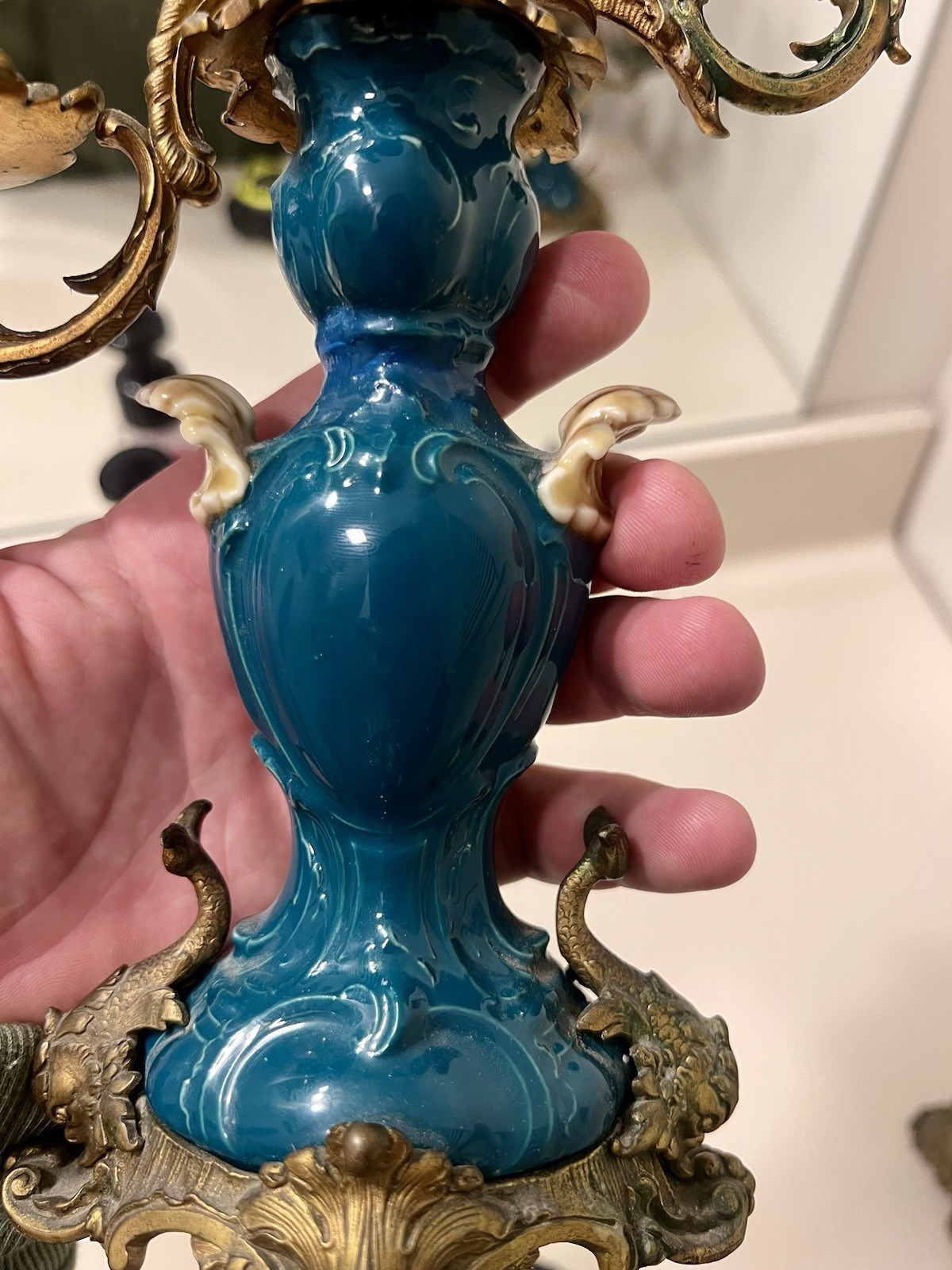 German KPM  Berlin Candelabra ! Bronze And Porcelain. Read Description !!!!  