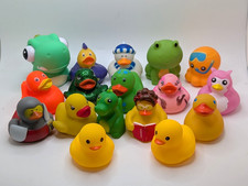 Lot of 17 Rubber Jeep Ducks and Other Animals Eye Poppin Dino Octopus Frog