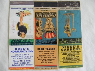 Calumet City Illinois f&b Inn Grill Girly Patriotic low #s matchbooks