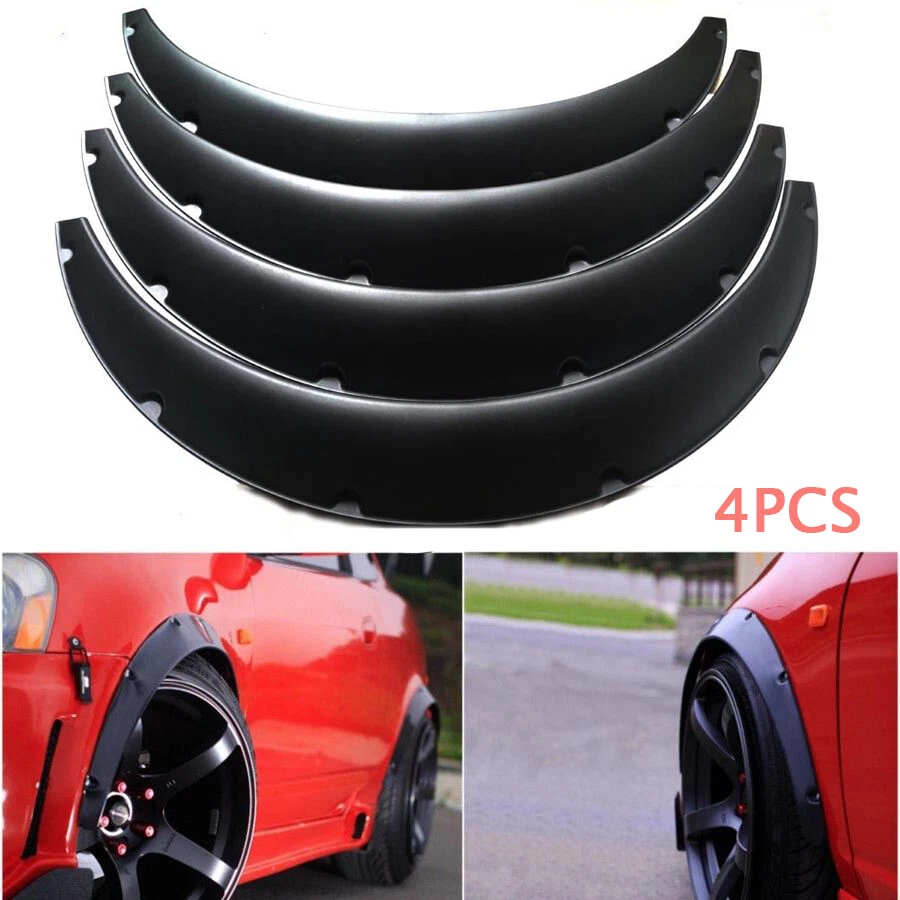4Pcs 3.5"/90mm Universal Flexible Car Fender Flares Body Wheel Arches Mudguards - Image 2 of 4