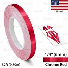 1/4" Roll Vinyl Pinstriping Pin Stripe Line Tape Decal Sticker 6mm CHROME RED