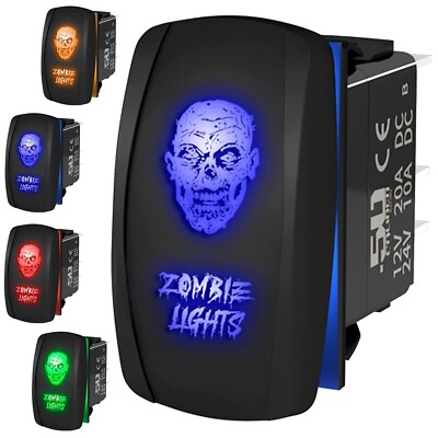 12V On/Off Toggle Rocker Switch ''Zombie Light'' Face RV Boat 4x4 UTV RZR Maverick