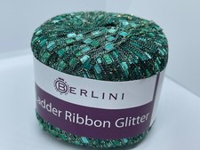 Berlini Ladder Ribbon Glitter Yarn 131 Green Tourmaline Gold Accent 50gr 142yd