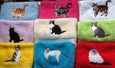 AZTEX Cat design embroidered face flannel/cloth Personalised with name £4.45 inc P&P