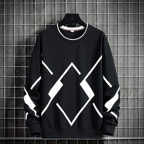 Men Round Neck Pullover Top Sweatshirt 