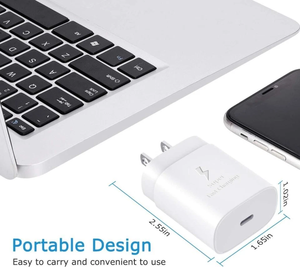 Adaptador de bloque cargador rápido USB-C de 25 W para Apple Watch 7/6/5/4/3/2/1/SE iPhone Foto 2 de 3