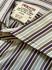 T.M. LEWIN Mens Dress Shirt FRENCH CUFF 16 33 STRIPE SLIM FIT Cotton