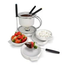 Le Regalo 11 Piece Fondue Set New NIB Ceramic Stainless