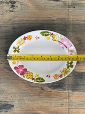 6" x 8" oval premium plastic melamine deep plate flower V236 (6-piece set)