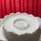Vintage Fenton White Milk Glass Hobnail Round Chip & Dip Bowl Candle Ashtray 8”