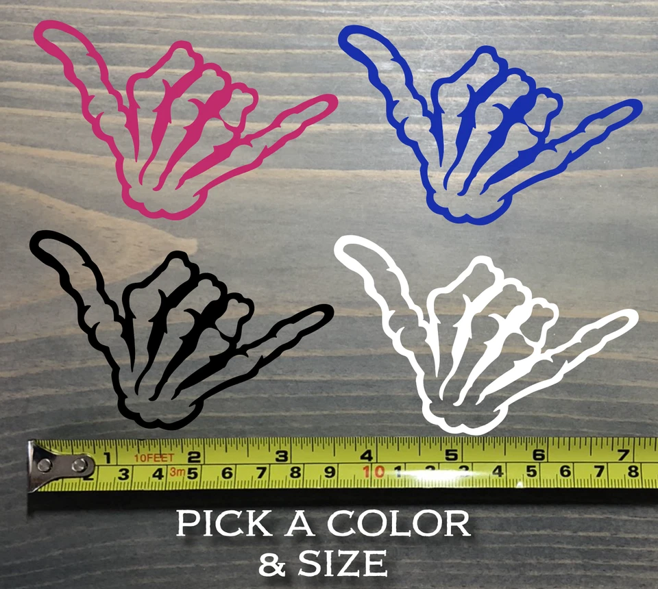 Shaka Sticker Decal Hawaii Skeleton Hawaiian Islands Surf Surfing Turtle Bro