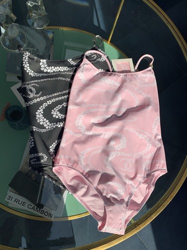 CHANEL 25M COCO BEACH Rose/white CC logo Swimsuit Bodysuit Size 38 New/receipt - Picture 20 of 23