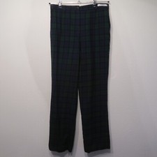 Vintage Pendleton Womens Pants Tartan Green Plaid Size 8 Straight Leg Pleated