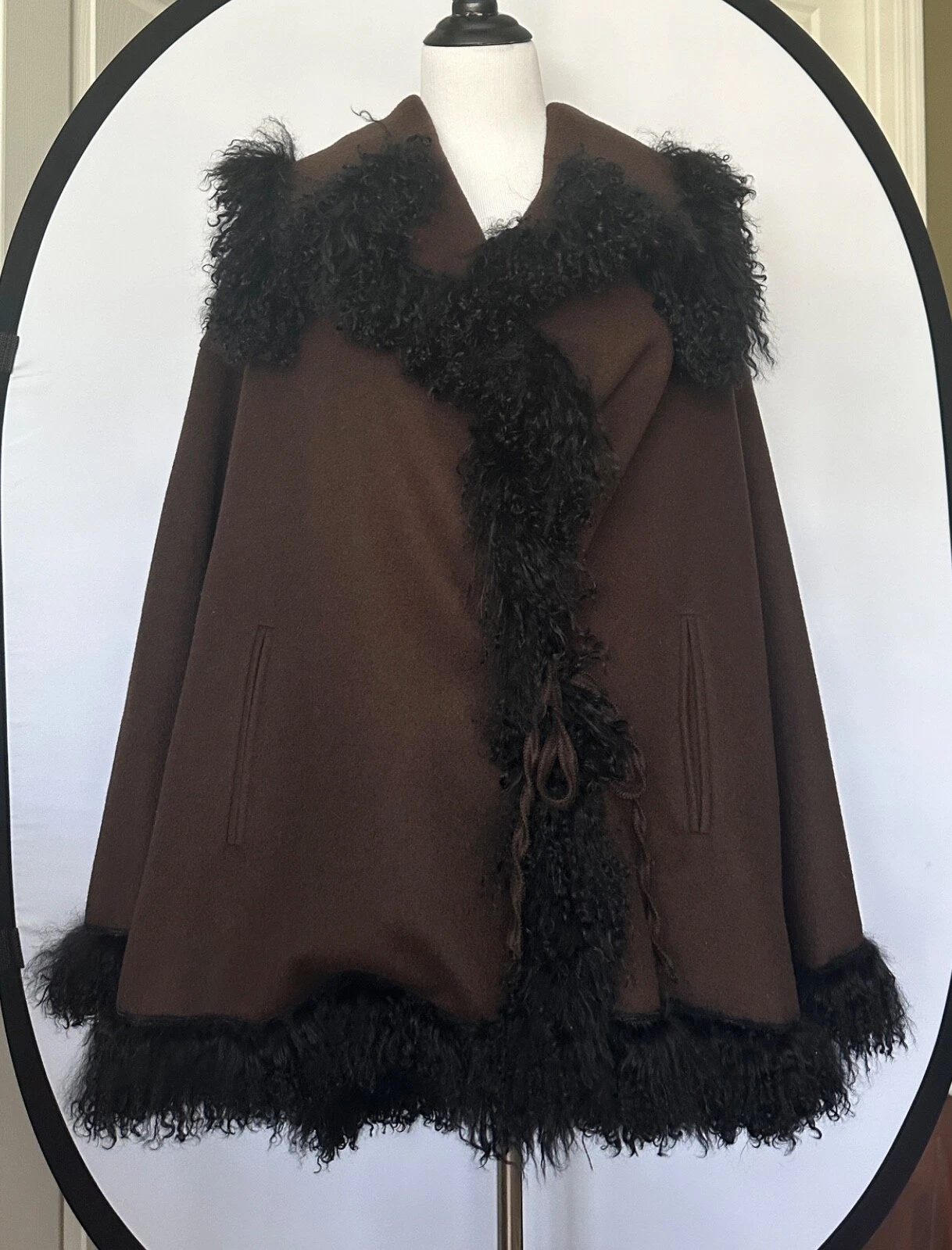 Cappotto giacca donna AUTENTICO Fendi con pelliccia taglia M L colore marrone