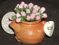Potted Cut Roses Bud Pink 1:12 Miniature Flower Market P-OS-MKX213 3031 Florist