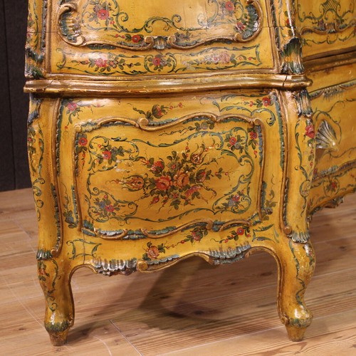 Grande armadio stile antico veneziano mobile legno laccato dipinto 900 - Foto 11 di 12