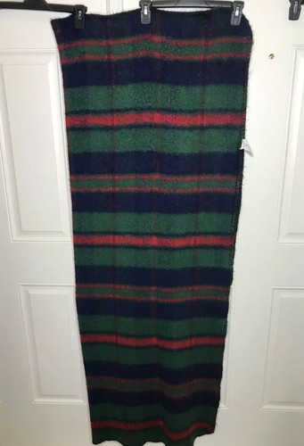 San Marcos Plaid Green Red Blue Blanket Throw Stadium 45 x 72 Acrylic Mexico - Picture 2 of 5