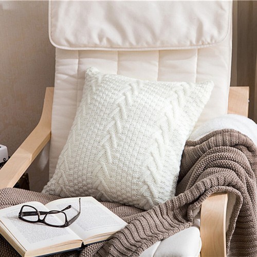 18 Square Knitted Pillowcase Cushion Cover Soft Sofa Office Throw Pillow Covers - Picture 5 of 31