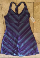 New Tehama blue Purple Stripe Fit & Flare Travel Outdoor Sun Dress 96B THN033ST