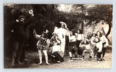 Antique Photo 1940s Acting Theater Troupe Chef Giant Medieval 5.75'' x 3.5''