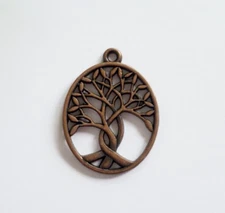 Antique Copper Oval Tree Pendant Charm, Tree of Life, Deep Roots, Jewelry Crafts