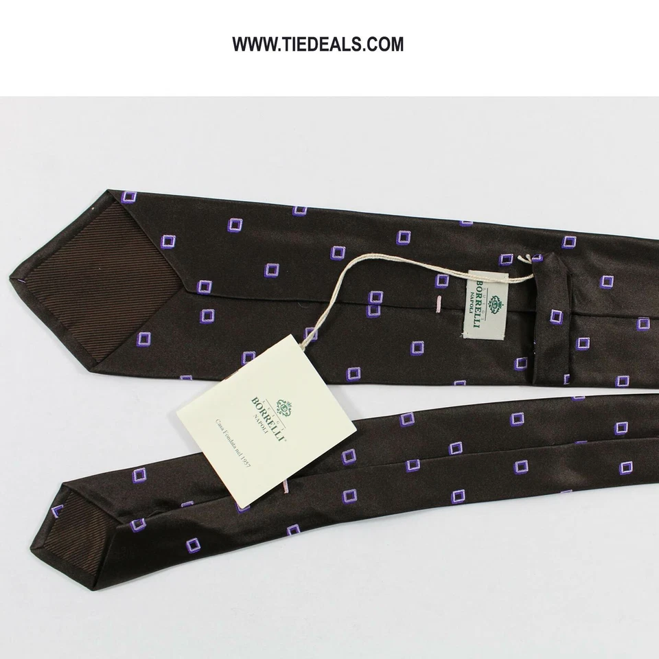 New with tag LUIGI BORRELLI Silk Tie Brown Purple Sartorial Necktie 190292 - Image 3 of 3