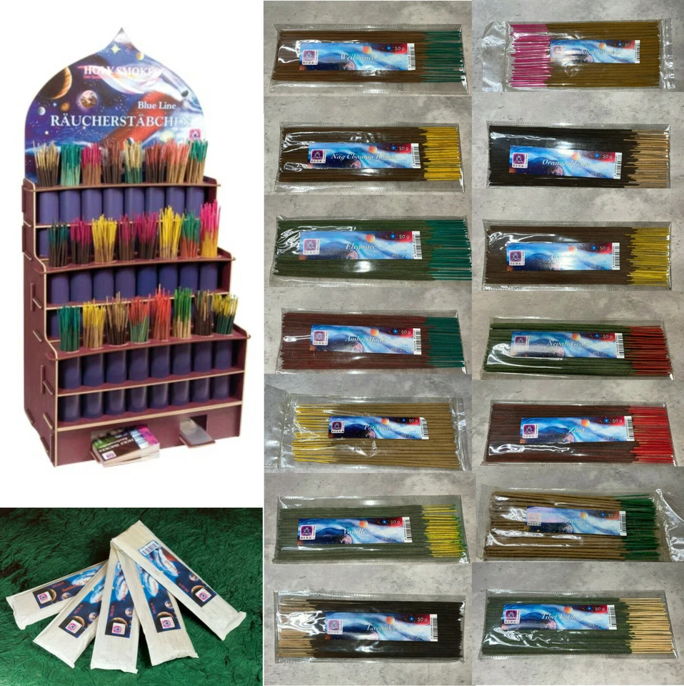 Holy Smokes Blue Line Räucherstäbchen, 27 verschiedene Sorten, Großpackung 50 g