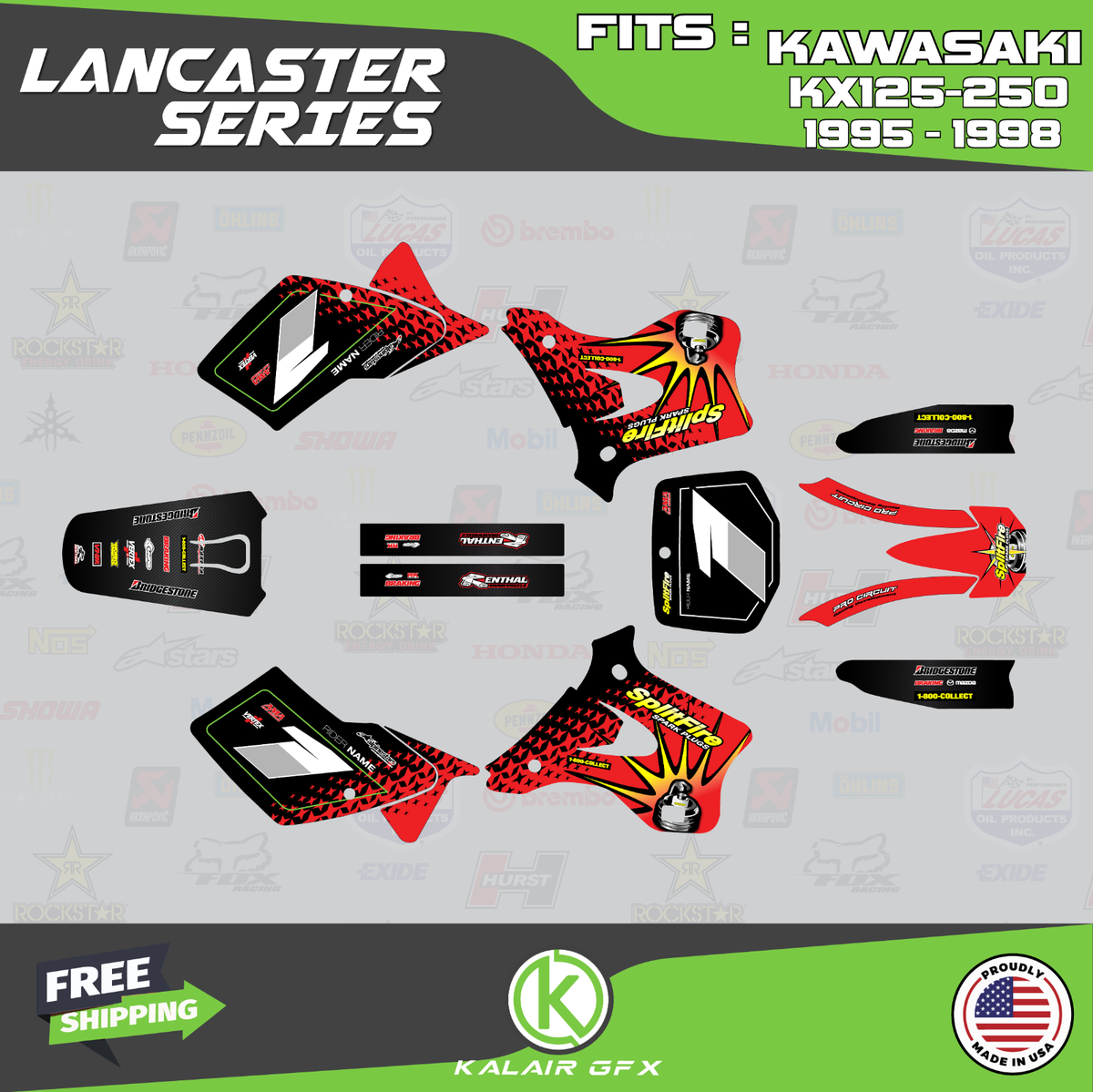 ロハスグラフィックス Graphics Kit for Kawasaki KX125 KX250 (1995-1998) Axis