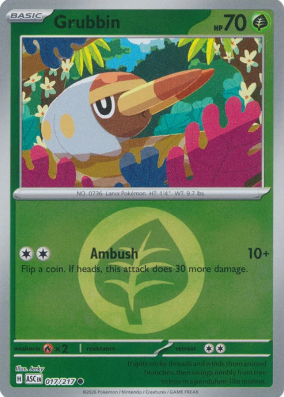 Pokemon Grubbin (17/580) Ascended Heroes NM REVERSE HOLO- Energy Symbol Patter