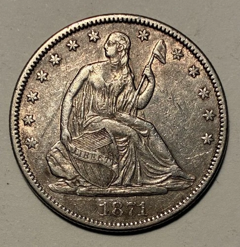 1871 Seated Liberty Half, EF