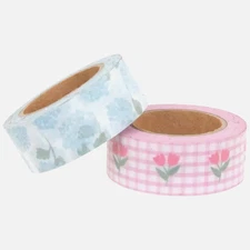 2 Rolls Hydrangea & Tulip Flowers Floral Washi Tape Decorative Planner Crafts