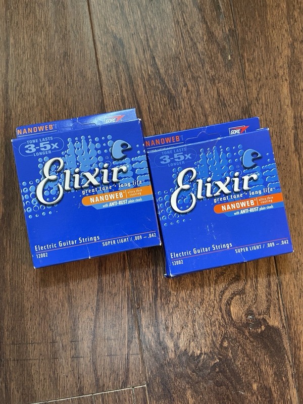 Elixir Electric Guitar Strings (2-pack) Super Light Nanoweb Coated 9s .009-.042