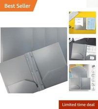 Modern Gray 24-Pack Heavyweight Polypropylene 2-Pocket Folders with Prongs