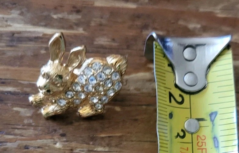 Easter spring goldtone bunny rabbit rhinestones p… - image 2