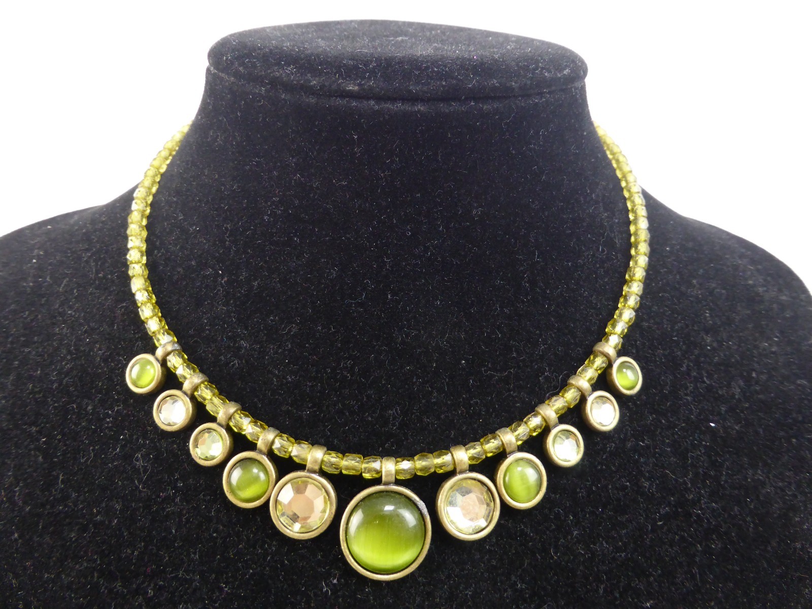 Green Beaded Charm Statement Necklace Unboxed