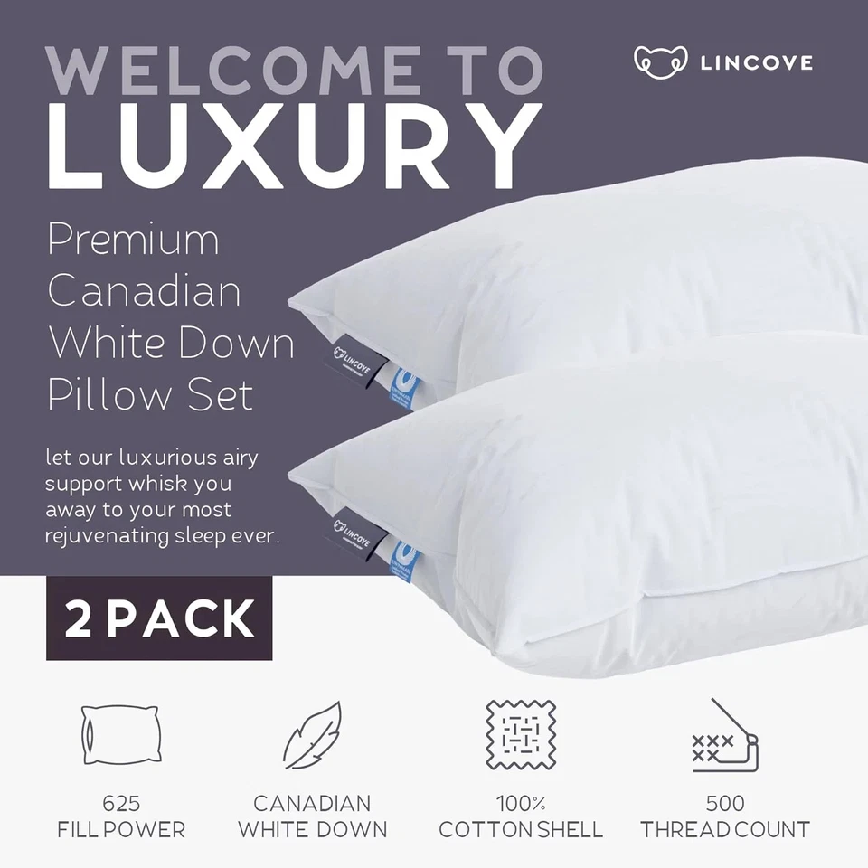 Almohada para dormir de lujo Lincove Cloud Canadian Down - 600 Foto 3 de 4
