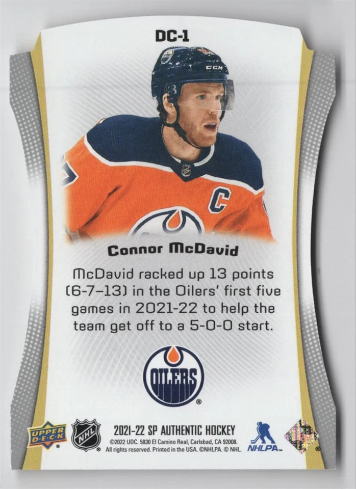 2021-22 SP AUTHENTIC DIE CUT Connor McDavid Edmonton Oilers #DC-1 - Image 2 of 2