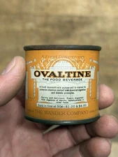 RARE 1920s SAMPLE Ovaltine Drink Tin - Scarce Size- Beautiful Crisp Condition