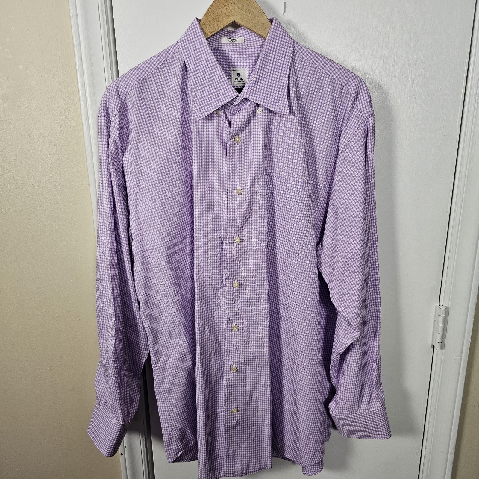 Peter Millar Gingham Button Down Dress Shirt Mens… - image 1